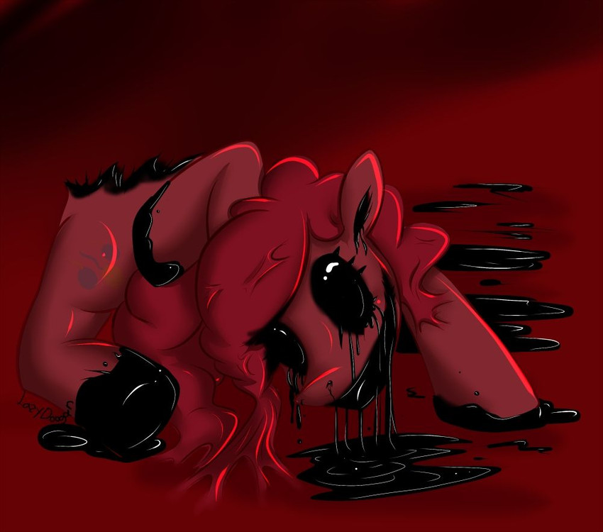 black_ooze creepy disembodied_legs disembodied_torso female feral gore grimdark grotesque horror_(theme) liquid melting merging nightmare_fuel solo torso uncanny_valley what_has_magic_done bnka friendship_is_magic hasbro my_little_pony pinkie_pie_(mlp) earth_pony equid equine horse mammal pony