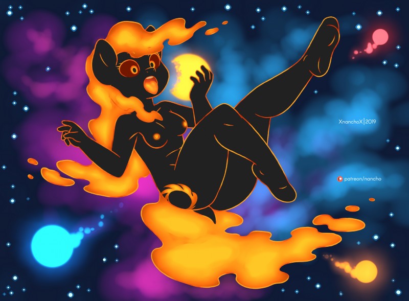 anthro biped black_body black_fur black_hole cosmic_background cutie_mark female fur galaxy hair macro messier_87 nipples nude orange_eyes orange_hair orange_nipples orange_tongue personification red_sclera solo space space_background terra_macro tongue xnanchox hasbro my_little_pony messier_87_(personification) celestial_being earth_pony equid equine horse mammal pony absurd_res hi_res signature