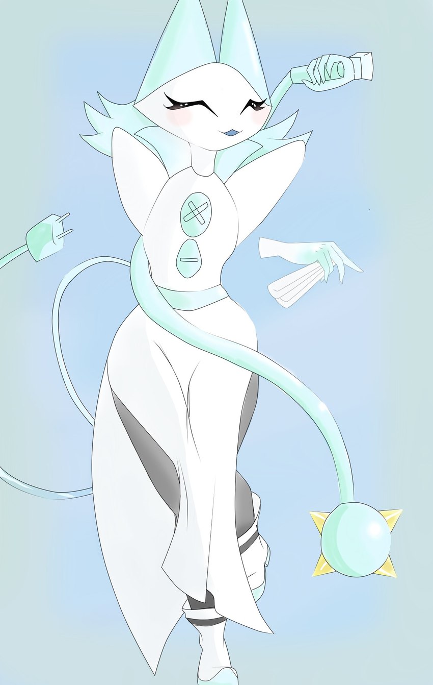 anthro blue_background blue_body clothing cord_tail eyes_closed female floating_hands machine multicolored_body open_mouth power_cord simple_background solo spiked_ball two_tone_body white_body renv deltarune undertale_(series) tasque_manager animal_humanoid cat_humanoid darkner domestic_cat felid felid_humanoid feline feline_humanoid felis humanoid mammal mammal_humanoid robot 2021 digital_media_(artwork) hi_res shaded simple_shading