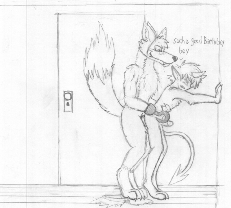 alternate_species anthro closet duo furrification male male/male sex redboi five_nights_at_freddy's scottgames foxy_(fnaf) red_(redboi) canid canine fox mammal graphite_(artwork) monochrome traditional_media_(artwork)