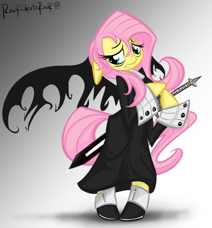 anthro clothing cosplay costume crossover_cosplay female green_eyes hair melee_weapon parody pink_hair solo sword tail weapon wings rawrcharlierawr friendship_is_magic hasbro my_little_pony mythology soul_eater crona fluttershy_(mlp) ragnarok_(soul_eater) animate_inanimate equid equine horse living_melee_weapon living_sword living_weapon mammal mythological_creature mythological_equine pegasus pony 2012 crossover hi_res