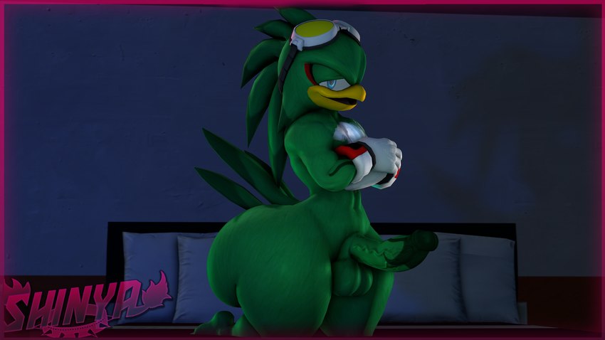 anthro balls beak big_butt bubble_butt butt clothing crossed_arms genitals glans gloves gloves_only green_balls green_glans green_penis handwear handwear_only huge_butt humanoid_genitalia humanoid_penis hyper hyper_butt male mostly_nude mostly_nude_anthro mostly_nude_male night penis pose seductive solo thick_thighs under_covers yellow_beak shinyagaia sega sonic_riders sonic_the_hedgehog_(series) jet_the_hawk animal_humanoid humanoid 16:9 3d_(artwork) 4k absurd_res digital_media_(artwork) hi_res widescreen