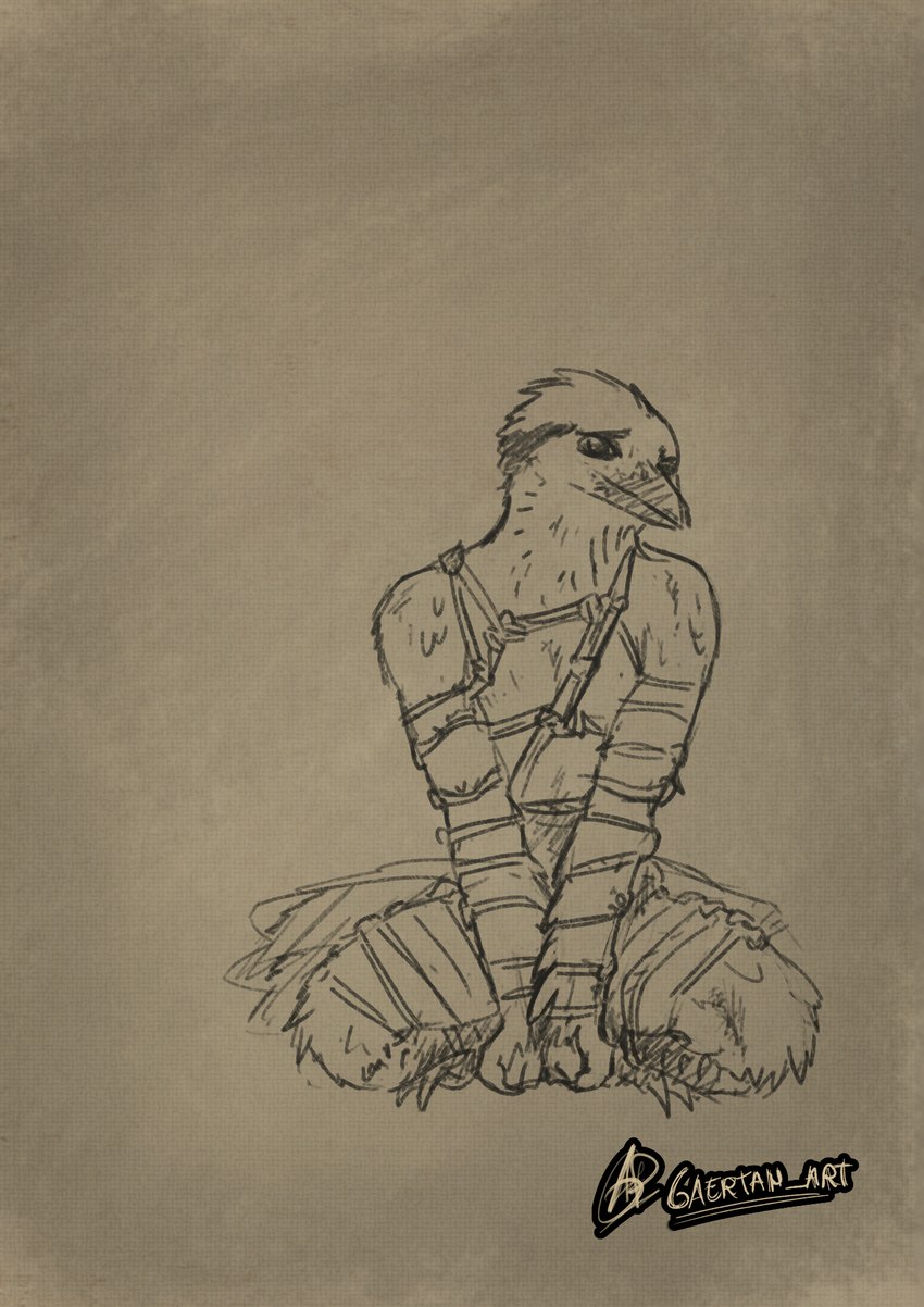 bdsm bondage bound kneeling knot male restraints rope rope_bondage rope_harness submissive gaertan jay avian bird blue_jay corvid jay_(bird) new_world_jay oscine passerine digital_drawing_(artwork) digital_media_(artwork) hi_res krita_(artwork)