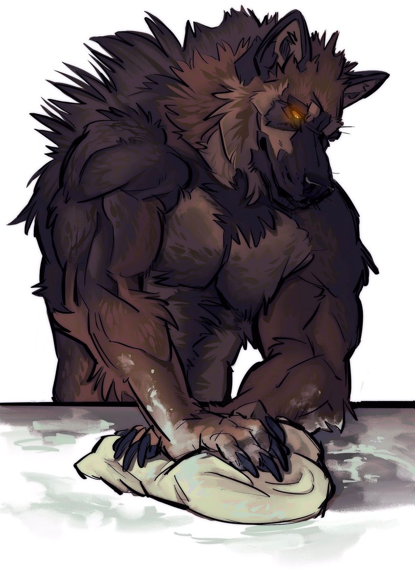 anthro claws dough fur male muscular muscular_anthro muscular_male pecs solo nmvsolidus mythology canid canine canis mammal mythological_canine mythological_creature werecanid werecanine werecreature werewolf wolf hi_res