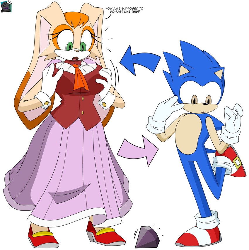 sonic the hedgehog and vanilla the rabbit (sonic the hedgehog (series) and etc) created by dezzy draws