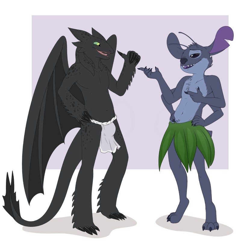 stitch and toothless (how to train your dragon and etc) created by enookie
