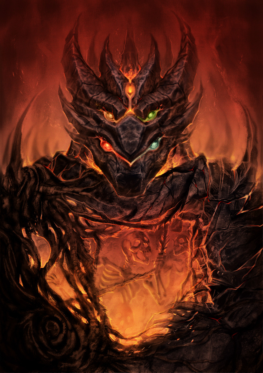 blue_eyes feral green_eyes horn male orange_eyes red_eyes solo pechschwinge demon 2020 digital_media_(artwork) hi_res