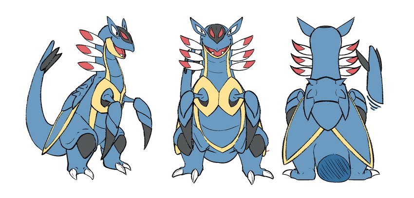 ambiguous_gender feral solo ripparu nintendo pokemon armaldo fossil_pokemon generation_3_pokemon pokemon_(species) hi_res model_sheet