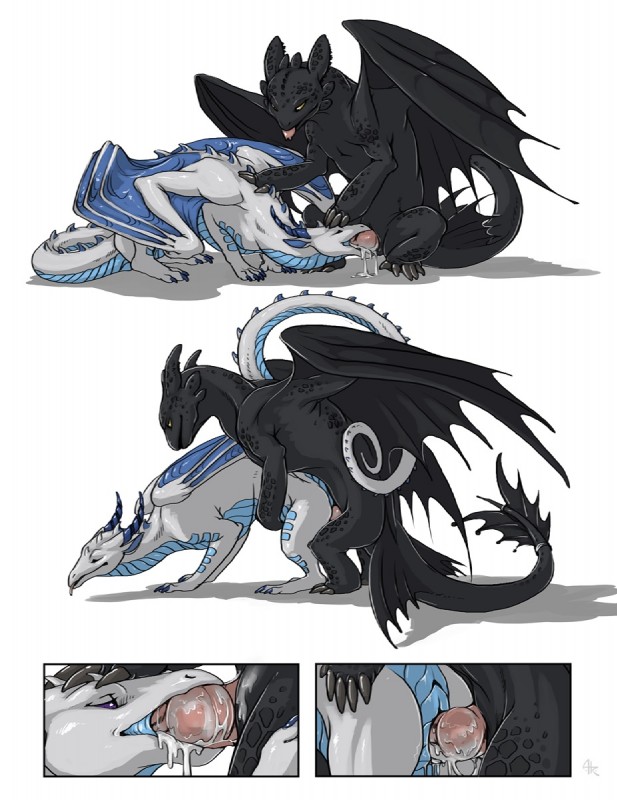byzil and toothless (how to train your dragon and etc) created by acidapluvia