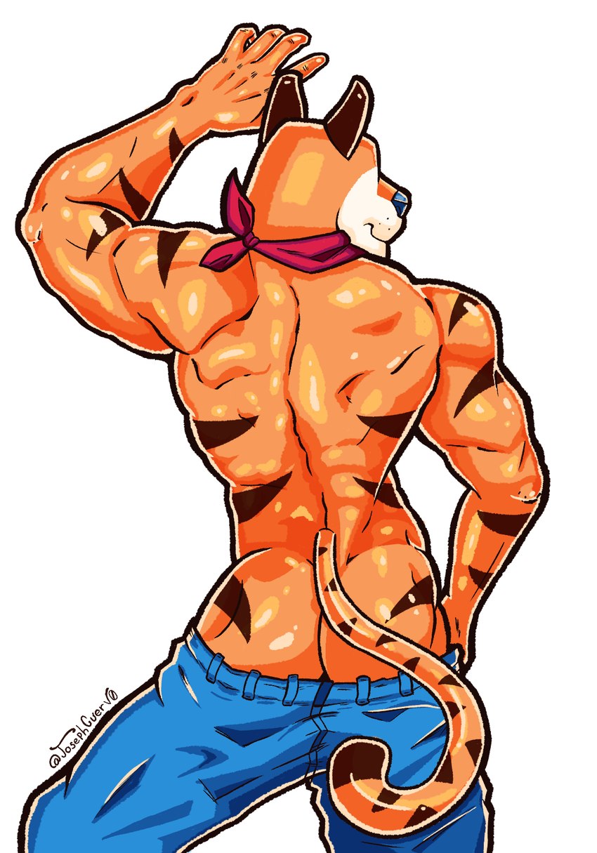 anthro male mascot muscular muscular_anthro solo josephcuerv0 frosted_flakes kellogg's tony_the_tiger felid mammal pantherine tiger hi_res