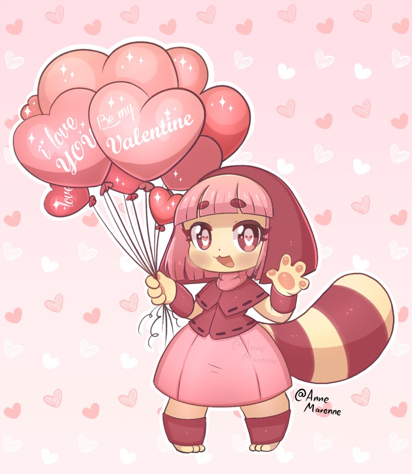 anthro balloon female fur geometric_balloon hair heart_balloon heart_eyes heart_in_pupils heart_pattern heart_pupils heart_symbol hime_cut holding_balloon holding_object holidays inflatable pattern_background pawpads paws pink_eyes pink_hair print_balloon red_eyes shaped_balloon short_stack simple_background solo sparkles text_on_balloon text_print yellow_body yellow_fur annmaren thedeirdre96 valentine's_day ann_maren_(annmaren) ann_maren_(thedeirdre96) ailurid hybrid lagomorph leporid mammal rabbit red_panda hi_res