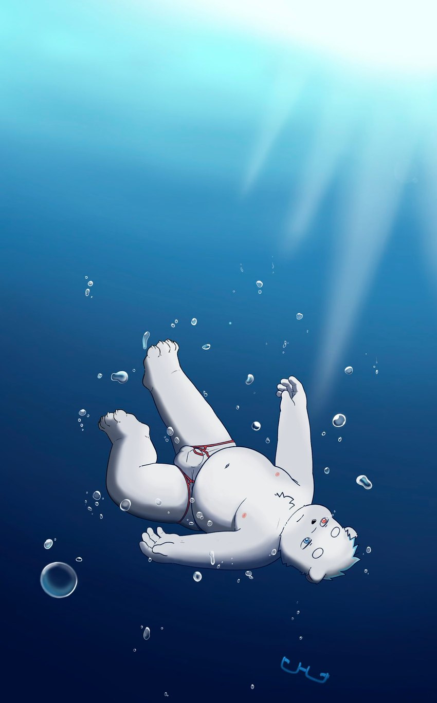 anthro belly bulge clothing male navel nipples overweight solo underwater underwear water white_body xxxyamayidaqi bear mammal polar_bear ursine 2021 hi_res