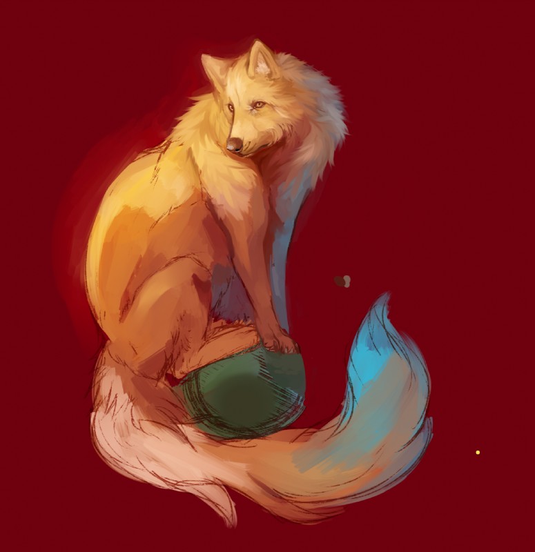 ambiguous_gender feral long_tail painting realistic simple_background solo tail runelocks canid canine canis mammal wolf 2017 digital_media_(artwork) digital_painting_(artwork) hi_res