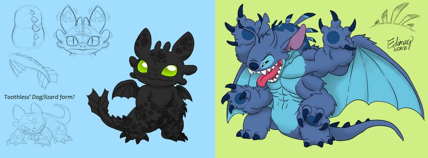 stitch and toothless (how to train your dragon and etc) created by edimay