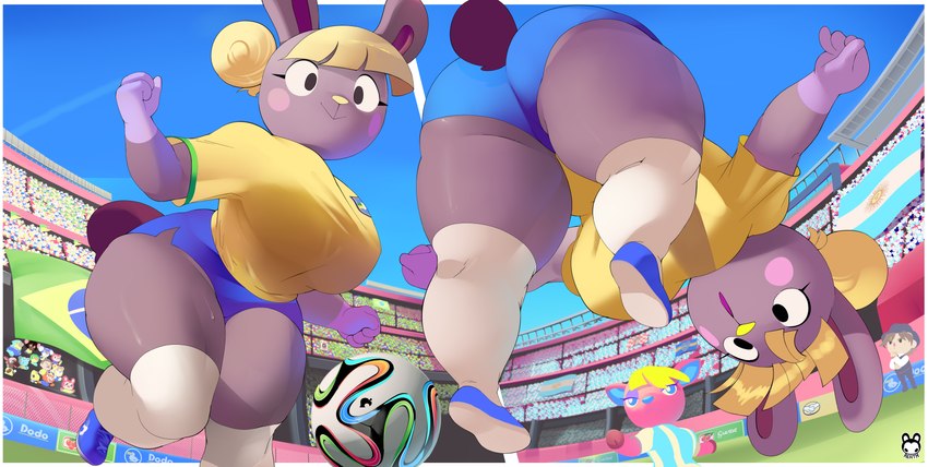 ambiguous_gender anthro big_breasts big_butt biped bottomwear breasts butt clothed clothing crowd duo_focus female group hair huge_breasts pupils smile thick_thighs topwear aerth animal_crossing nintendo audie_(animal_crossing) bonbon_(animal_crossing) bunnie_(animal_crossing) fuchsia_(animal_crossing) poppy_(animal_crossing) tammy_(animal_crossing) deer lagomorph leporid mammal rabbit 2024 absurd_res hi_res