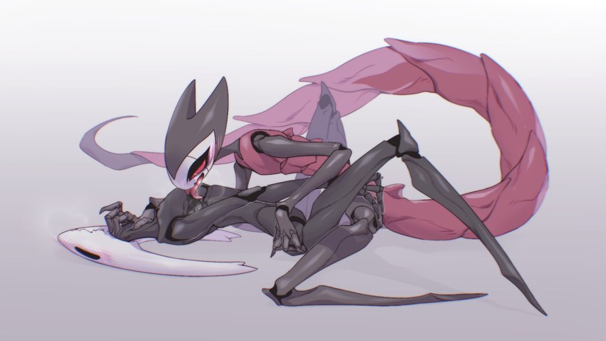 ambiguous/ambiguous ambiguous_gender anthro anthro_on_anthro arthropod_joints black_body black_eyes blush blush_lines chest_lick duo empty_eyes exoskeleton featureless_feet feet grey_background lying on_back pupils red_body red_sclera side_view simple_background slit_pupils tongue tongue_out white_body white_eyes fumao_jhaipei hollow_knight team_cherry grimm_(hollow_knight) the_knight_(hollow_knight) arthropod insect vessel_(species) 16:9 hi_res widescreen male_(lore) nonbinary_(lore)