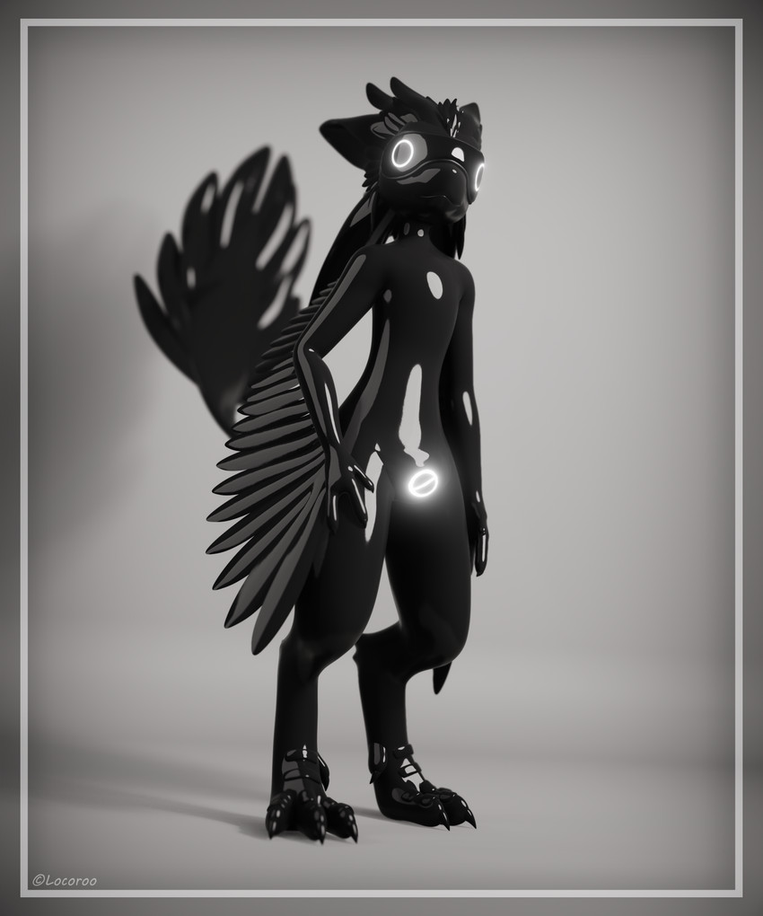 anthro clothing davali glistening glistening_body latex latex_clothing latex_skinsuit male null null_bulge simple_background skinsuit solo standing tight_clothing locoroo avali 3d_(artwork) 5:6 absurd_res blender_(artwork) digital_media_(artwork) hi_res monochrome