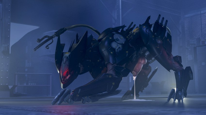 blade bodily_fluids claws cum cybernetics ejaculation erection feral gear genital_fluids genitals glowing glowing_eyes knot machine male mecha metal penis puddle rising solo russy_(artist) konami metal_gear blade_wolf canid canine canis cyborg mammal robot wolf 16:9 hi_res widescreen