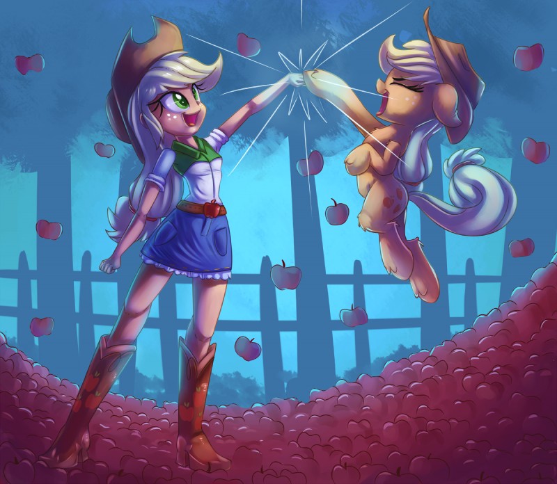 applejack and applejack (friendship is magic and etc) created by thediscorded