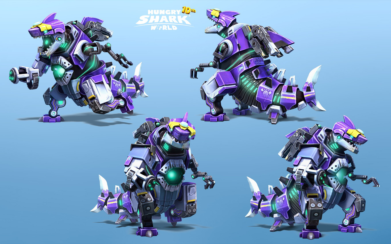 1_toe 2_fingers anthro arms_bent bent_legs black_body blue_background blue_sclera claws dorsal_fin empty_eyes fin fingers glowing glowing_eyes gradient_background grey_claws gun_arm head_fin light machine male male_anthro metallic_body multicolored_body open_mouth purple_body purple_fin purple_tail sharp_teeth simple_background solo standing tail tail_fin teeth text title toe_claws thomas_veyrat hungry_shark_(series) hungry_shark_world ubisoft mecha_sharkjira fish kaiju marine robot shark 16:10 2019 3d_(artwork) adobe_photoshop_(artwork) autodesk_3ds_max_(artwork) autodesk_maya_(artwork) colored digital_media_(artwork) english_description english_text hi_res lighting official_art shaded widescreen