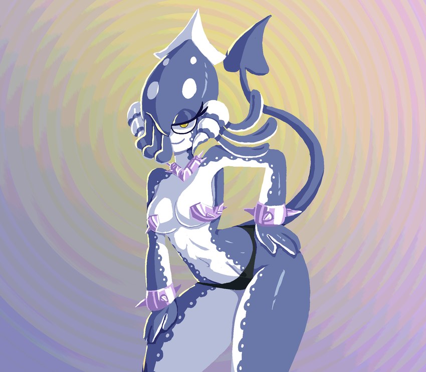 anthro bikini bikini_bottom bracelet breasts clothed clothing female hand_on_hip jewelry pseudo_hair skimpy solo spiked_bracelet spikes swimwear tentacle_hair tentacles two-piece_swimsuit vgfm astronautical lucii_(blargen69) cephalopod coleoid decapodiform marine mollusk hi_res