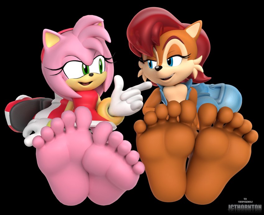 5_toes anthro barefoot breasts clothing dress duo feet female foot_fetish foot_focus footwear humanoid_feet plantigrade shoes soles toes jcthornton archie_comics sega sonic_the_hedgehog_(archie) sonic_the_hedgehog_(comics) sonic_the_hedgehog_(series) amy_rose sally_acorn chipmunk eulipotyphlan ground_squirrel hedgehog mammal rodent sciurid 3d_(artwork) alpha_channel digital_media_(artwork)