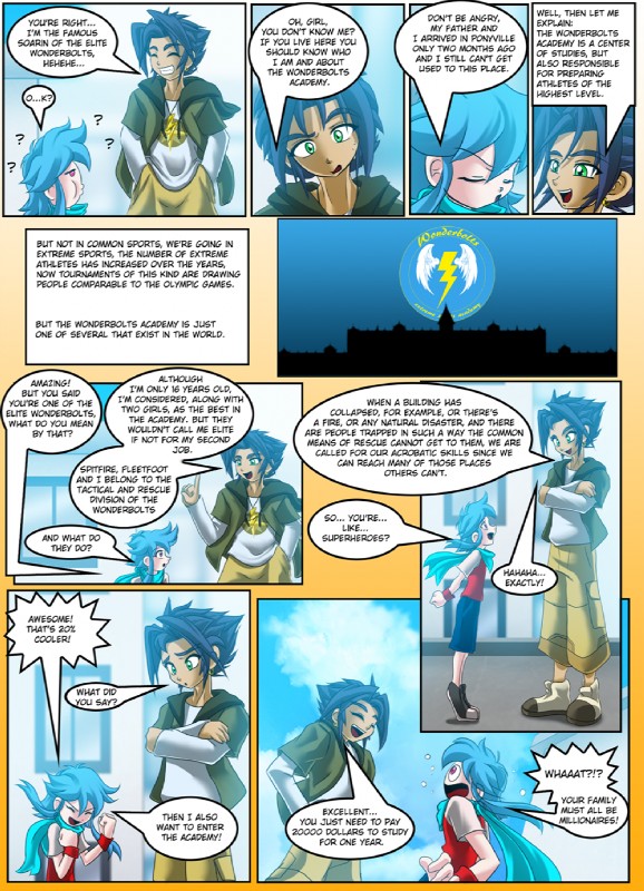 alternate_species blue_hair clothed clothing dialogue female flashback hair humanized male scarf text young mauroz friendship_is_magic hasbro my_little_pony rainbow_dash_(mlp) soarin_(mlp) wonderbolts_(mlp) human mammal comic english_text hi_res