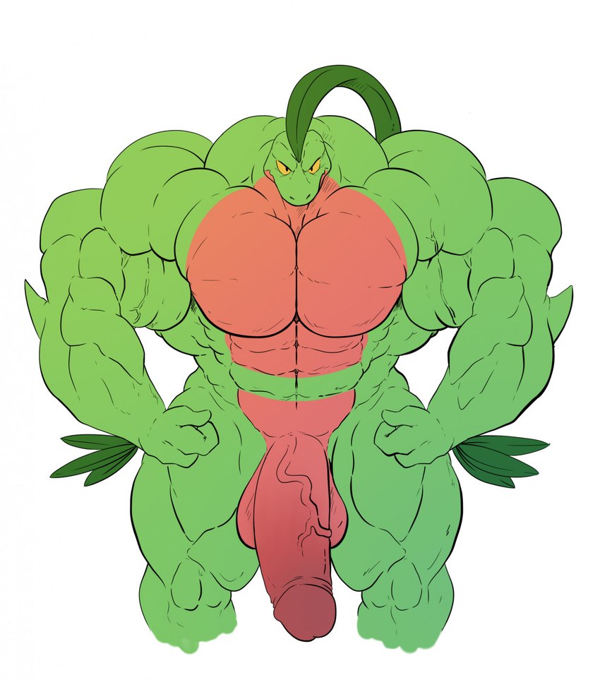 3_fingers abs anthro balls biceps big_balls big_muscles big_penis biped black_eyes deltoids erection fingers flexing flexing_bicep flexing_both_biceps flexing_muscles front_view genitals glans green_body green_skin huge_balls huge_muscles huge_penis humanoid_genitalia humanoid_penis hyper hyper_muscles leaf leaf_hair looking_at_viewer male multicolored_body multicolored_skin muscular muscular_anthro muscular_arms muscular_legs muscular_male muscular_thighs navel nude pecs penis plant plant_hair pseudo_hair red_balls red_body red_glans red_penis red_skin simple_background solo standing two_tone_body two_tone_skin vein white_background yellow_sclera makeembig nintendo pokemon generation_3_pokemon grovyle pokemon_(species) 2022 digital_drawing_(artwork) digital_media_(artwork) hi_res