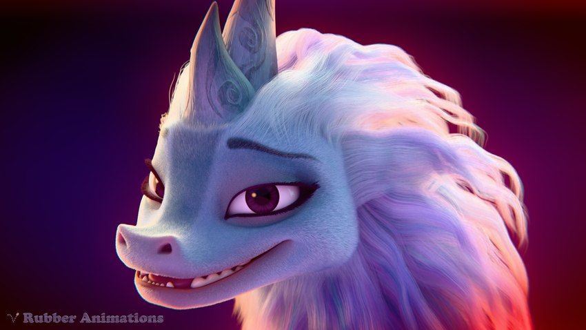 2_horns blue_body blue_fur blue_horn eyebrows female feral fur hair horn multicolored_hair purple_eyes smile smiling_at_viewer solo two_tone_hair rubber_(artist) disney mythology raya_and_the_last_dragon sisu_(ratld) dragon furred_dragon furred_scalie mythological_creature mythological_scalie scalie 16:9 3d_(artwork) 4k absurd_res digital_media_(artwork) hi_res widescreen