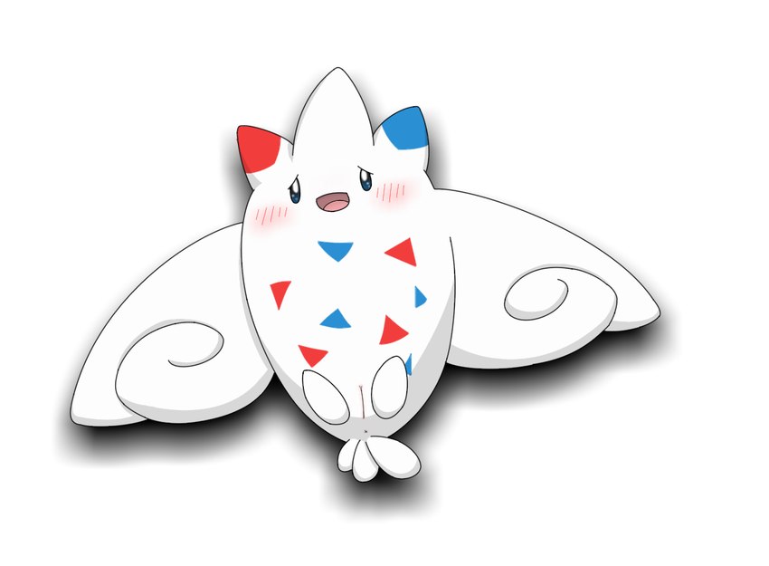 anus blue_markings blush female feral genitals lying markings on_back pussy red_markings simple_background solo white_background white_body minami_(artist) nintendo pokemon generation_4_pokemon pokemon_(species) togekiss