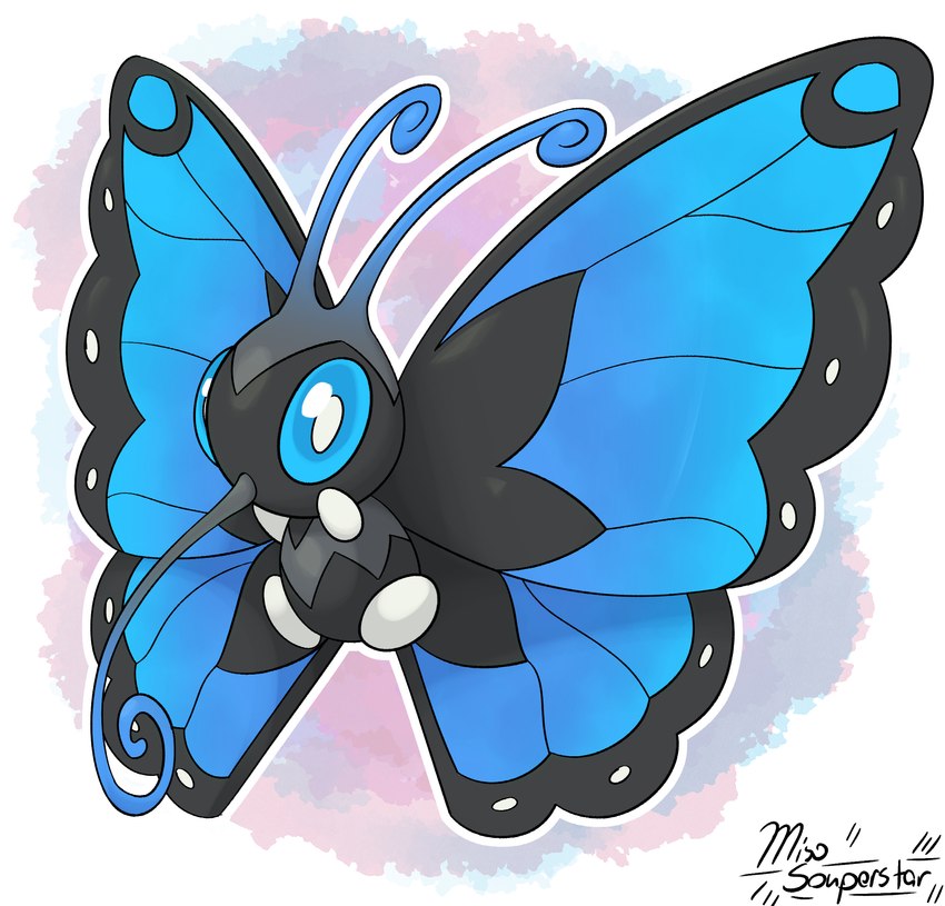 ambiguous_gender antennae_(anatomy) black_body black_exoskeleton black_wings blue_antennae blue_body blue_exoskeleton blue_sclera blue_wings exoskeleton featureless_crotch feral grey_body grey_exoskeleton insect_wings markings proboscis_(anatomy) solo spots spotted_body spotted_wings white_body white_exoskeleton white_eyes white_wings wings miso_souperstar fakemon nintendo pokemon arthropod beautifly butterfly generation_3_pokemon insect lepidopteran pokemon_(species) 2023 hi_res