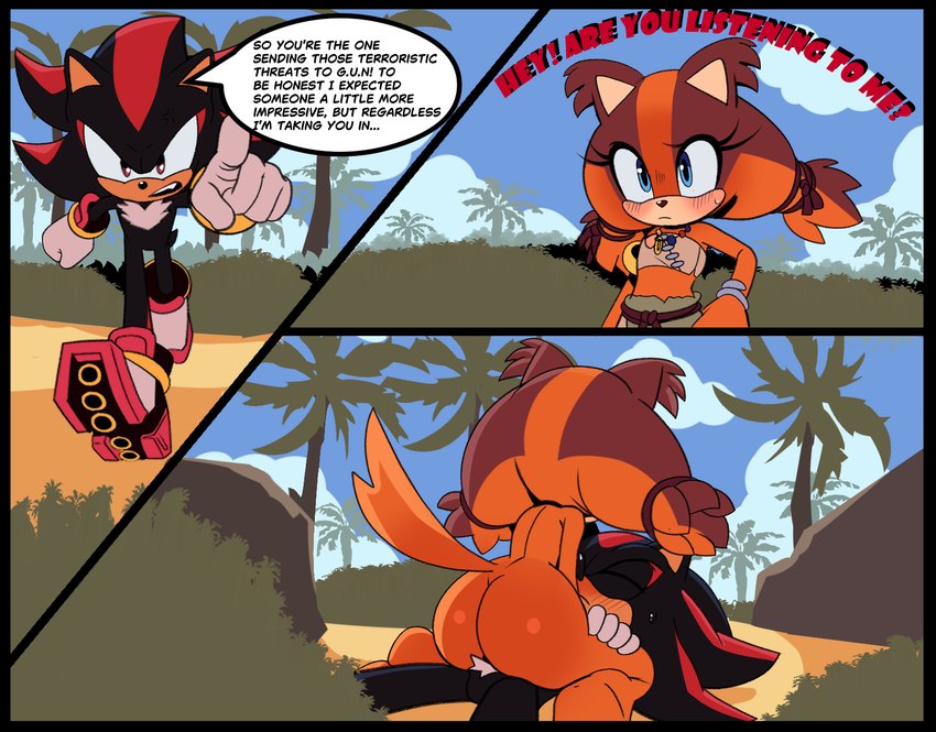 ambiguous_fluids anthro big_butt blush bodily_fluids butt comic_panel duo female flat_chested male nude sex sky sweat sweatdrop tropical blue_archer_(artist) idw_publishing sega sonic_boom sonic_the_hedgehog_(comics) sonic_the_hedgehog_(idw) sonic_the_hedgehog_(series) shadow_the_hedgehog sticks_the_jungle_badger hi_res