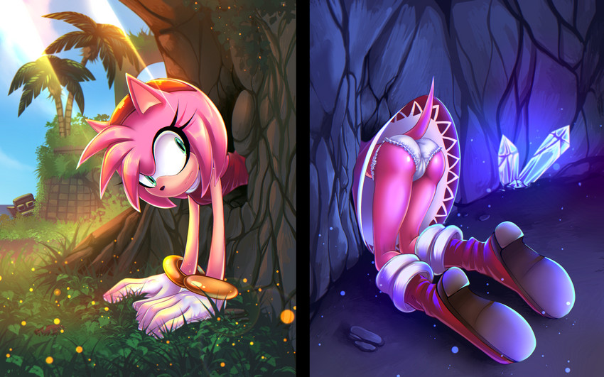 anthro butt clothing crystal female panties solo stuck sun through_wall underwear nightangeltdc sega sonic_the_hedgehog_(series) amy_rose eulipotyphlan hedgehog mammal 16:10 absurd_res hi_res widescreen