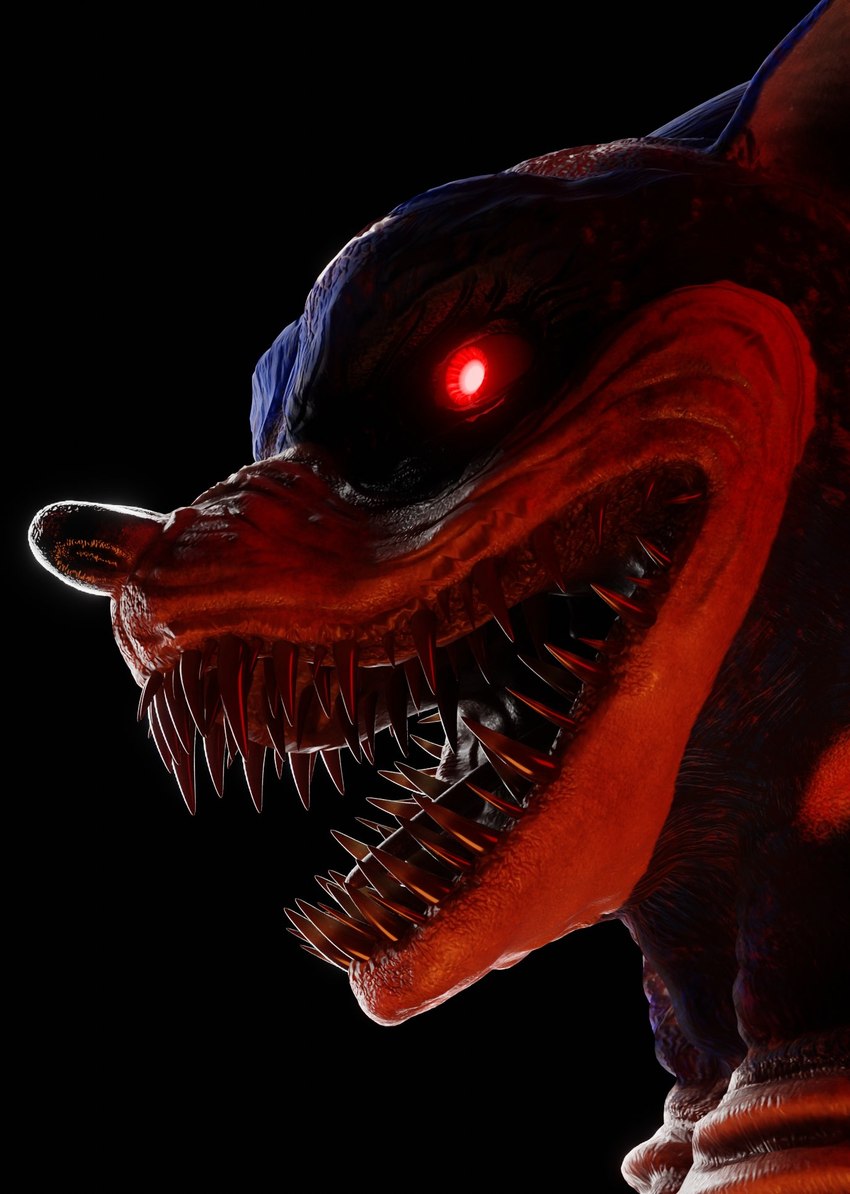 anthro blood blue_body blue_fur bodily_fluids close-up creepy demonic emaciated evil_grin fur glowing glowing_eyes horror_(theme) male nightmare_fuel open_mouth red_eyes sharp_teeth smile solo teeth ian-exe creepypasta sega sonic.exe_(creepypasta) sonic_the_hedgehog_(series) sonic.exe eulipotyphlan hedgehog mammal 3d_(artwork) blender_(artwork) digital_media_(artwork) headshot_portrait hi_res portrait