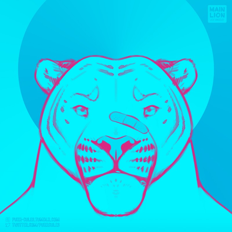 anthro bandage blue_background clothed clothing male markings simple_background solo stripes topless purrcules_(artist) purrcules_(character) felid hybrid liger lion mammal pantherine 1:1 2017 headshot_portrait hi_res icon portrait sketch