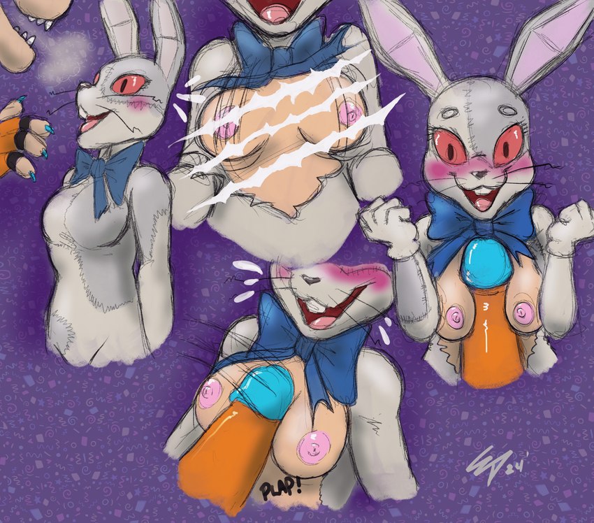 anthro breast_play breasts bunny_costume clothing costume duo female male male/female sex size_difference size_play titfuck espent five_nights_at_freddy's five_nights_at_freddy's:_security_breach scottgames steel_wool_studios glamrock_freddy vanny_(fnaf) bear human mammal hi_res