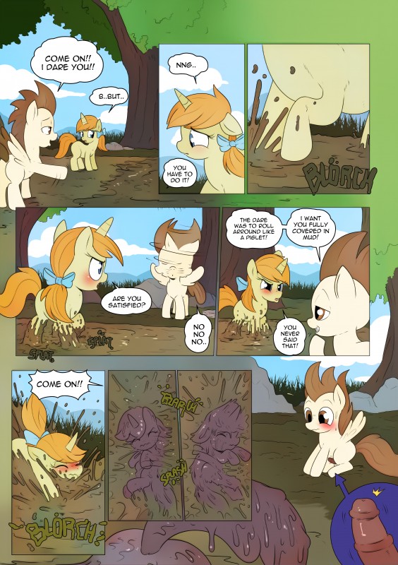 blush dialogue duo erection female fraternal_twins genitals horn male mud penis text wings young launny friendship_is_magic hasbro my_little_pony mythology pound_cake_(mlp) pumpkin_cake_(mlp) equid equine mammal mythological_creature mythological_equine pegasus unicorn absurd_res comic english_text hi_res brother_(lore) brother_and_sister_(lore) sibling_(lore) sister_(lore) twins_(lore)