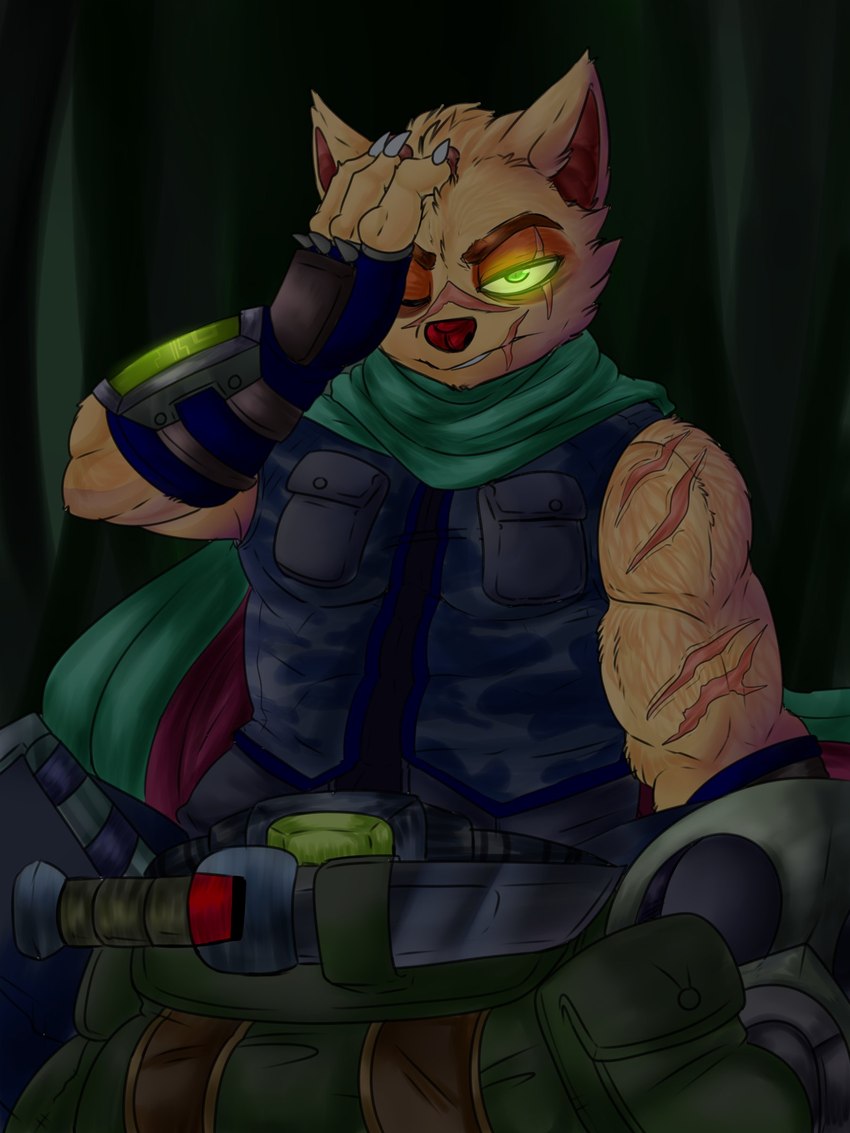 anthro big_biceps big_deltoids big_muscles blue_clothing blue_gloves blue_handwear brown_body brown_eyebrows brown_face brown_fur brown_markings camo camo_clothing camo_print camo_topwear camo_vest cape closed_frown clothed clothed_anthro clothed_male clothing deltoids detailed_background eye_scar eyebrows facial_markings facial_scar fingerless_gloves front_view fully_clothed fully_clothed_anthro fully_clothed_male fur gloves glowing glowing_eyes green_cape green_clothing green_eyes green_sclera hand_on_face handwear head_markings huge_deltoids huge_muscles light looking_at_viewer looking_forward male male_anthro markings military military_uniform mouth_scar multicolored_body multicolored_cape multicolored_clothing multicolored_fur muscular muscular_anthro muscular_arms muscular_male one_eye_closed pattern_clothing pattern_topwear pattern_vest pink_inner_ear purple_cape purple_clothing red_nose scar solo standing tan_body tan_ears tan_face tan_fur topwear triceps two_tone_body two_tone_cape two_tone_clothing two_tone_face two_tone_fur uniform vest heyimteedo league_of_legends riot_games tencent omega_squad_teemo teemo_(lol) mammal yordle 2017 3:4 absurd_res colored digital_drawing_(artwork) digital_media_(artwork) half-length_portrait hi_res portrait shaded