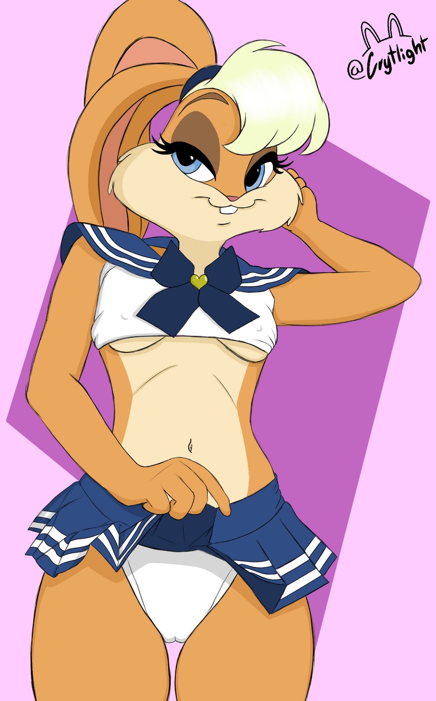 blonde_hair blue_eyes breasts camel_toe clothing female hair looking_at_viewer nipple_outline sailor_suit solo under_boob underwear crytlight looney_tunes warner_brothers lola_bunny humanoid lagomorph leporid mammal rabbit hi_res