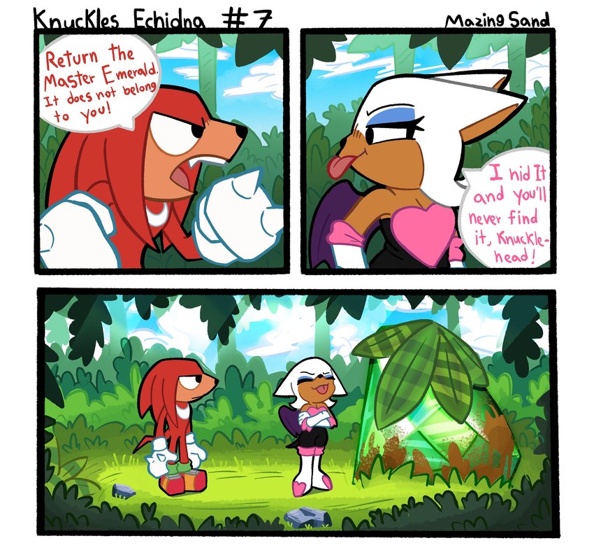 knuckles the echidna and rouge the bat (sonic the hedgehog (series) and etc) created by mazingsand