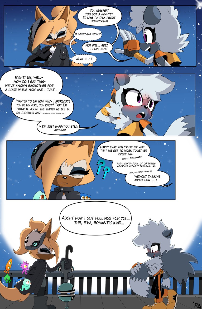 anthro blush clothed clothing dialogue duo eyes_closed female female/female grey_body markings night outside pupils shirt speech_bubble striped_markings striped_tail stripes tail tail_markings text topwear buddyhyped idw_publishing sega sonic_the_hedgehog_(comics) sonic_the_hedgehog_(idw) sonic_the_hedgehog_(series) tangle_the_lemur whisper_the_wolf canid canine canis lemur mammal primate strepsirrhine wolf absurd_res hi_res