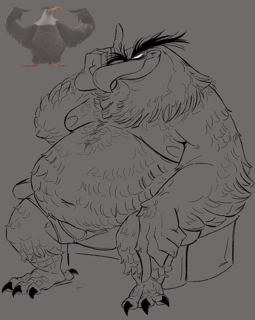 anthro avian_feet beak bedroom_eyes belly big_belly chair claws clothed clothing feathers furniture male moobs narrowed_eyes overweight overweight_anthro overweight_male seductive sitting smile solo thick_thighs underwear underwear_only ttrashcatt angry_birds rovio_entertainment sega mighty_eagle accipitrid accipitriform avian bald_eagle bird eagle sea_eagle hi_res