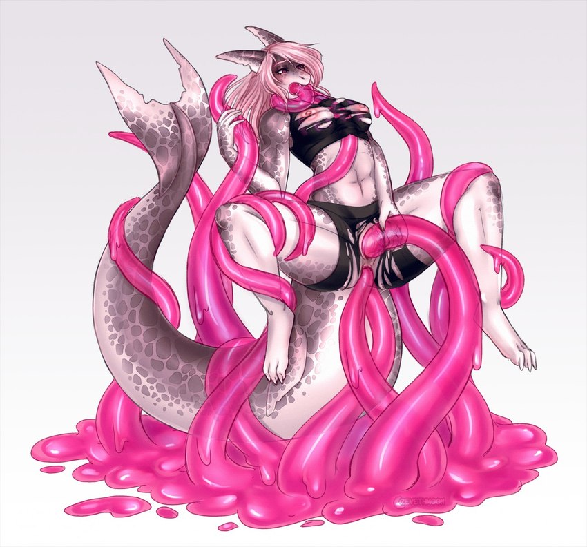 abs all_three_filled anal anal_penetration anthro athletic athletic_female blush bottomwear bra breasts claws clothing consentacles double_penetration female hair held_up holding_tentacle multi_tentacle navel nipples non-mammal_breasts notched_ear oral oral_penetration penetration pink_hair pink_tentacles sex sharp_teeth shorts simple_background solo sports_bra spots teeth tentacle_in_ass tentacle_in_mouth tentacle_in_pussy tentacle_penetration tentacle_sex tentacles torn_bottomwear torn_bra torn_clothing torn_shorts translucent translucent_tentacles triple_penetration underwear vaginal vaginal_penetration zeveth fish marine shark