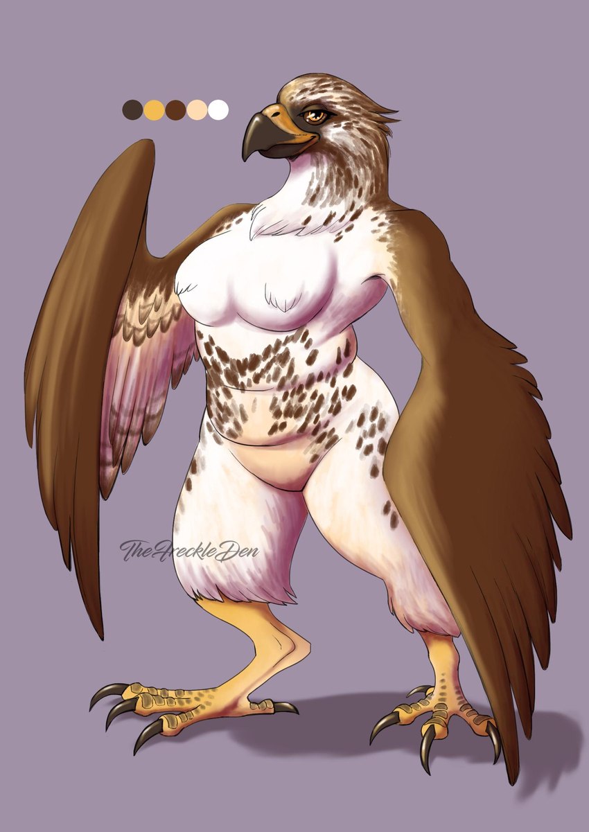 4_toes anthro avian_feet beak belly big_breasts biped black_beak black_claws breasts brown_body brown_feathers claws color_swatch curvy_figure digitigrade eyelashes feathered_wings feathers featureless_breasts featureless_crotch feet female handless looking_at_viewer multicolored_beak multicolored_body multicolored_feathers non-mammal_breasts nude purple_background realistic_wings scutes shadow simple_background slightly_chubby smile solo standing talons thick_thighs thumbless toe_claws toes two_tone_beak voluptuous white_body white_feathers wide_hips wings yellow_beak yellow_eyes thefreckleden riala_(werewolfandre) accipitrid accipitriform avian bird buteo chickenhawk red-tailed_hawk 2019 digital_media_(artwork) full-length_portrait hi_res model_sheet portrait shaded signature watermark