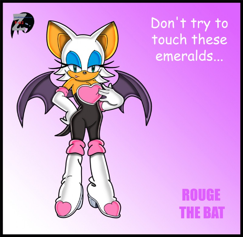 anthro blue_eyes breasts female hair looking_at_viewer membrane_(anatomy) membranous_wings solo text white_hair wings zeta_r-02 sega sonic_the_hedgehog_(series) rouge_the_bat bat mammal english_text