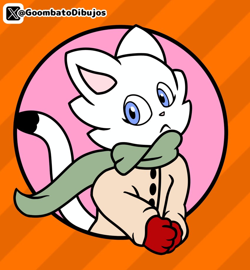 ambiguous_gender anthro blue_eyes clothing gloves handwear scarf solo white_body young goombato_dibujos care_(zankandreas) domestic_cat felid feline felis mammal absurd_res hi_res female_(lore)