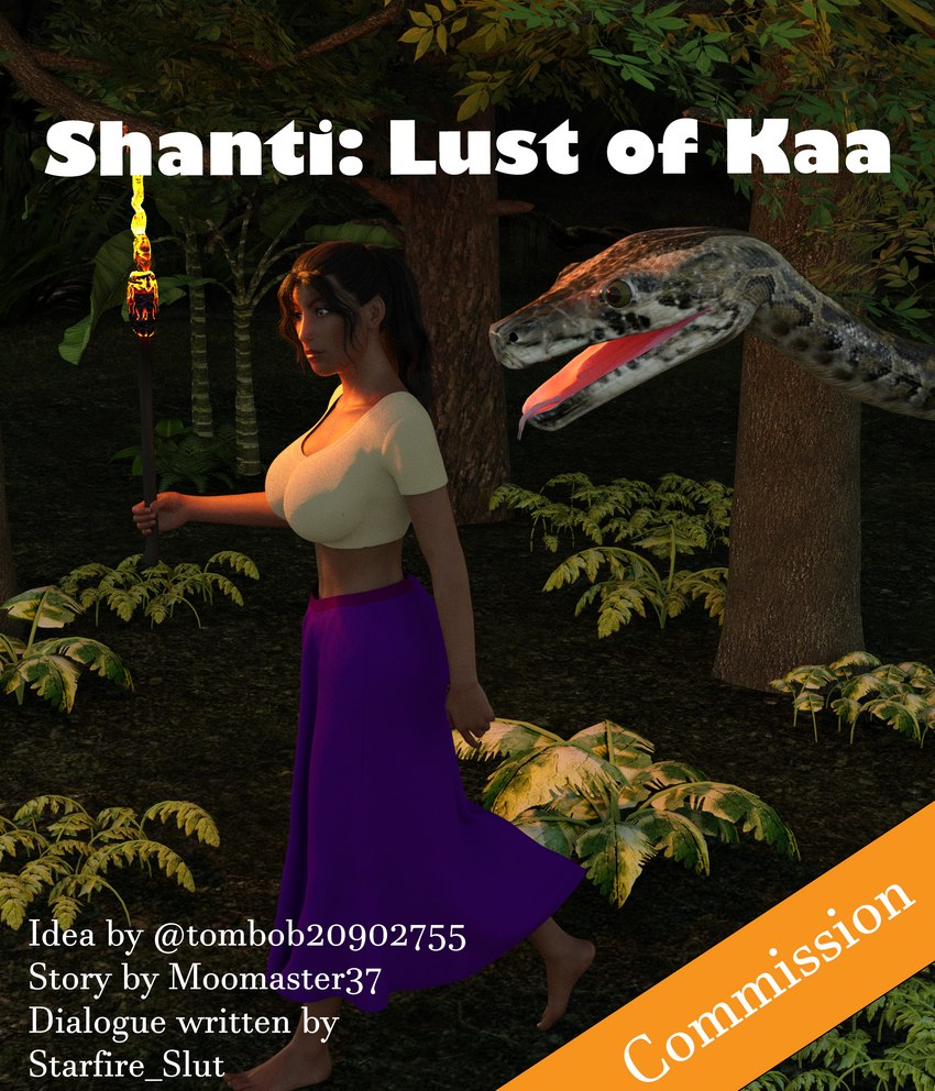 advertisement barefoot big_breasts black_hair breasts clothing countershading dress duo feet female feral forest hair hypnosis male male/female mind_control open_mouth plant promotion text torch tree unknown_artist the_jungle_book kaa_(jungle_book) human mammal reptile scalie snake 3d_(artwork) absurd_res digital_media_(artwork) english_text hi_res promotional_material