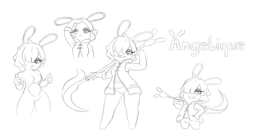 anthro breasts clothed clothing emo_haircut emo_hairstyle fangs female grin hair hair_over_eye melee_weapon nude one_eye_obstructed polearm scythe size_difference smile solo teeth weapon shy_ayu mario_bros mario_plus_rabbids_kingdom_battle mario_plus_rabbids_sparks_of_hope nintendo raving_rabbids rayman_(series) ubisoft angelique_(shy_ayu) fan_character humanoid lagomorph mammal rabbid crossover hi_res monochrome multiple_scenes sketch unfinished