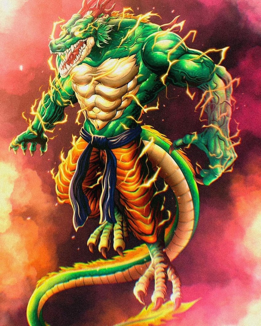 anthro anthrofied biceps claws clothed clothing energy fangs male navel pecs solo tail teeth topless vein veiny_muscles shenron.inc asian_mythology dragon_ball east_asian_mythology mythology shenron dragon eastern_dragon mythological_creature mythological_scalie scalie 4:5 hi_res