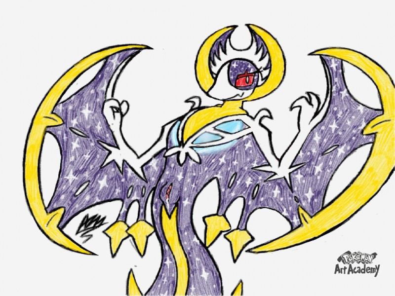 bodily_fluids cum female genital_fluids genitals presenting presenting_pussy pussy red_eyes simple_background smile solo white_background wings thekatdragon49 nintendo pokemon bat generation_7_pokemon legendary_pokemon lunala mammal pokemon_(species) 2016 4:3 traditional_media_(artwork)